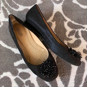 Alex Marie Black Beaded Mini Wedge Flats